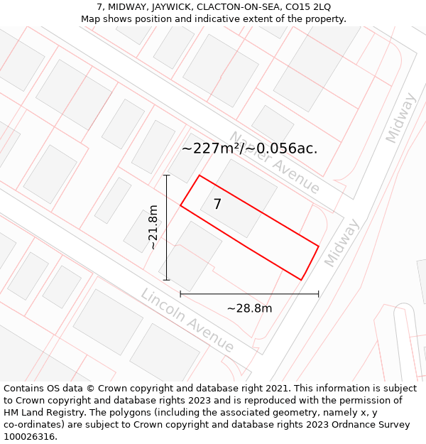 7, MIDWAY, JAYWICK, CLACTON-ON-SEA, CO15 2LQ: Plot and title map