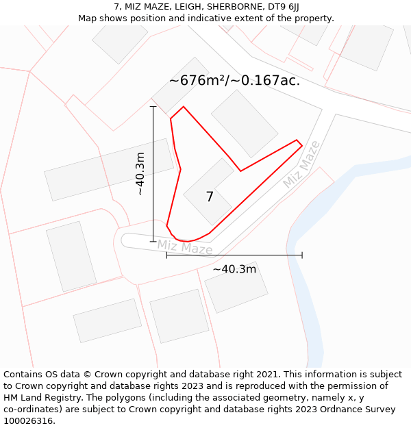 7, MIZ MAZE, LEIGH, SHERBORNE, DT9 6JJ: Plot and title map