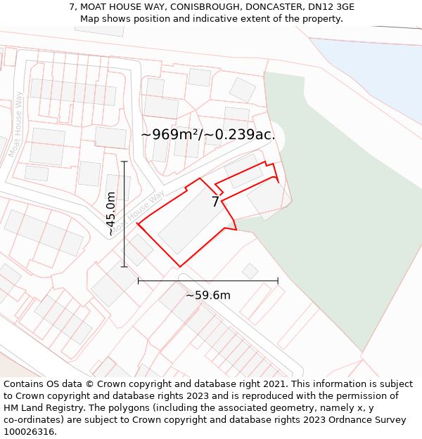 7, MOAT HOUSE WAY, CONISBROUGH, DONCASTER, DN12 3GE: Plot and title map