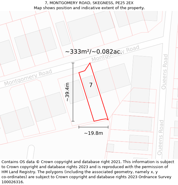 7, MONTGOMERY ROAD, SKEGNESS, PE25 2EX: Plot and title map