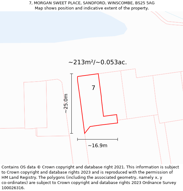 7, MORGAN SWEET PLACE, SANDFORD, WINSCOMBE, BS25 5AG: Plot and title map