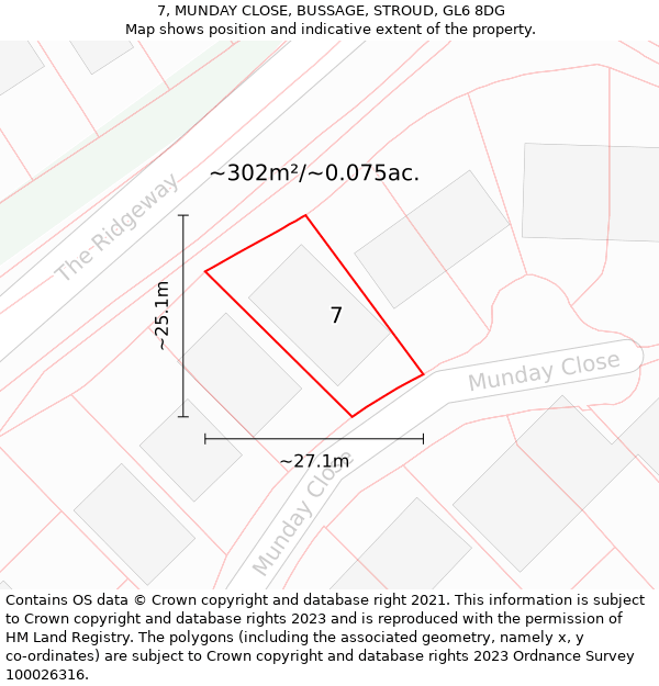 7, MUNDAY CLOSE, BUSSAGE, STROUD, GL6 8DG: Plot and title map