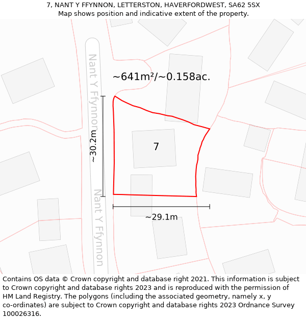 7, NANT Y FFYNNON, LETTERSTON, HAVERFORDWEST, SA62 5SX: Plot and title map