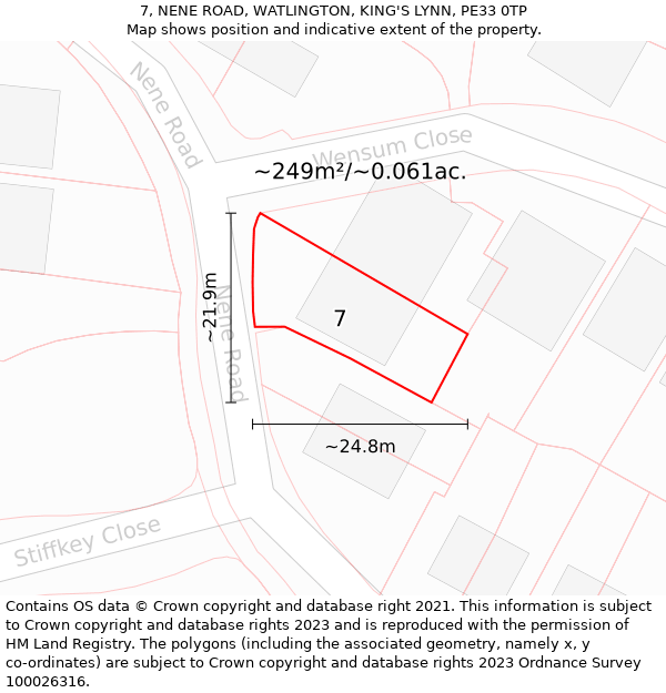 7, NENE ROAD, WATLINGTON, KING'S LYNN, PE33 0TP: Plot and title map