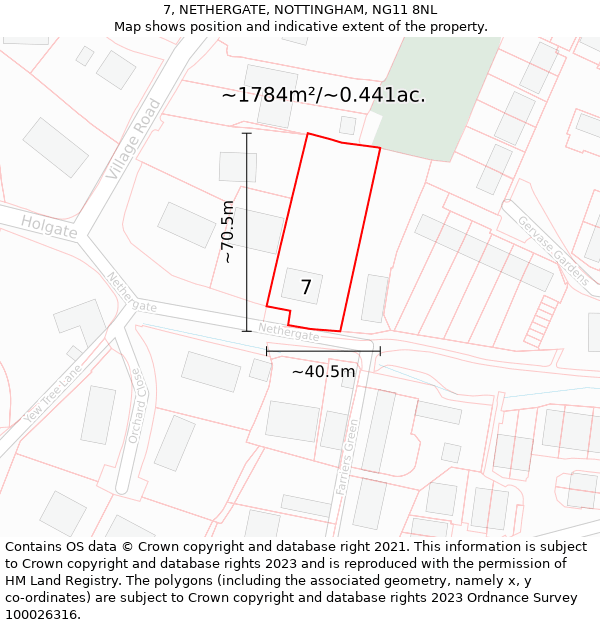 7, NETHERGATE, NOTTINGHAM, NG11 8NL: Plot and title map