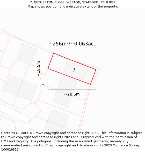 7, NETHERTON CLOSE, WESTON, STAFFORD, ST18 0GR: Plot and title map