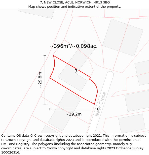 7, NEW CLOSE, ACLE, NORWICH, NR13 3BG: Plot and title map