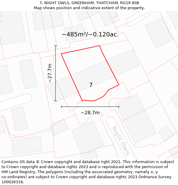7, NIGHT OWLS, GREENHAM, THATCHAM, RG19 8SB: Plot and title map