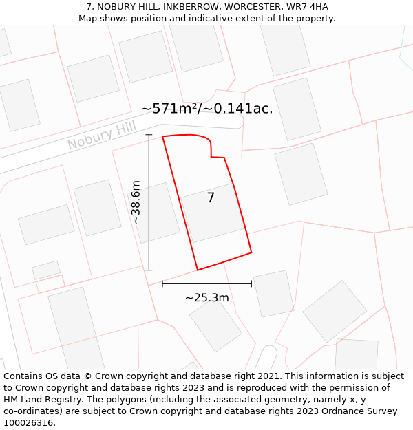 7, NOBURY HILL, INKBERROW, WORCESTER, WR7 4HA: Plot and title map