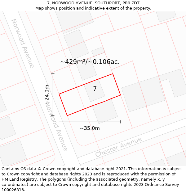 7, NORWOOD AVENUE, SOUTHPORT, PR9 7DT: Plot and title map