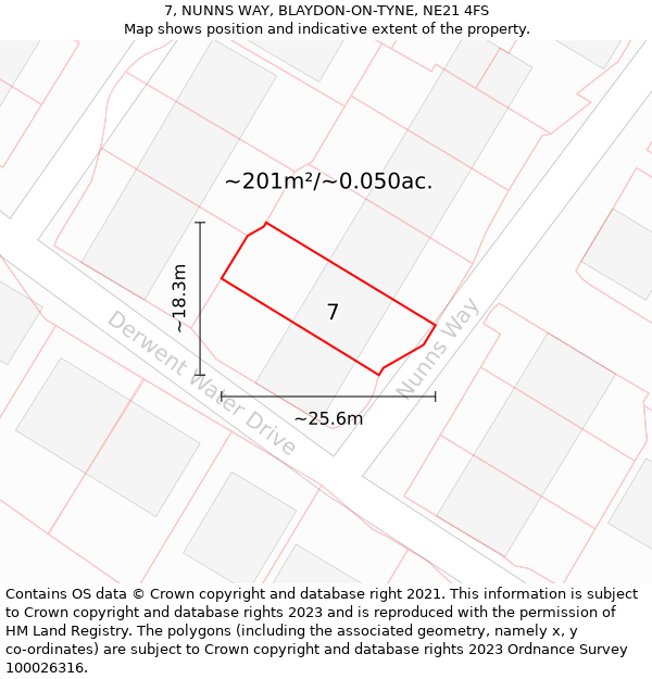 7, NUNNS WAY, BLAYDON-ON-TYNE, NE21 4FS: Plot and title map