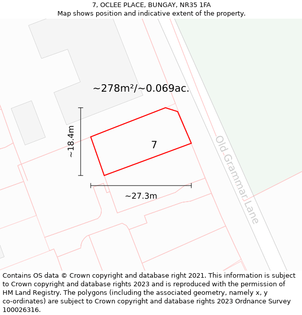 7, OCLEE PLACE, BUNGAY, NR35 1FA: Plot and title map