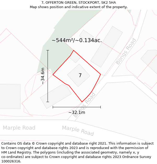 7, OFFERTON GREEN, STOCKPORT, SK2 5HA: Plot and title map