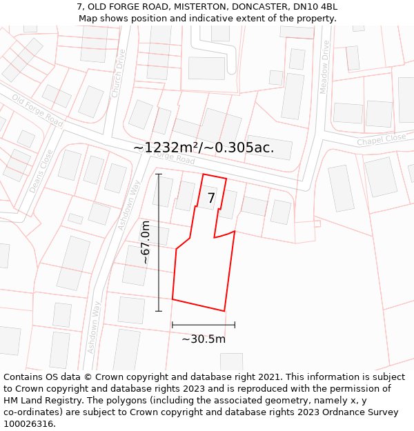 7, OLD FORGE ROAD, MISTERTON, DONCASTER, DN10 4BL: Plot and title map