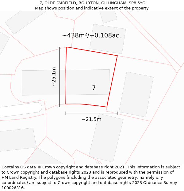 7, OLDE FAIRFIELD, BOURTON, GILLINGHAM, SP8 5YG: Plot and title map