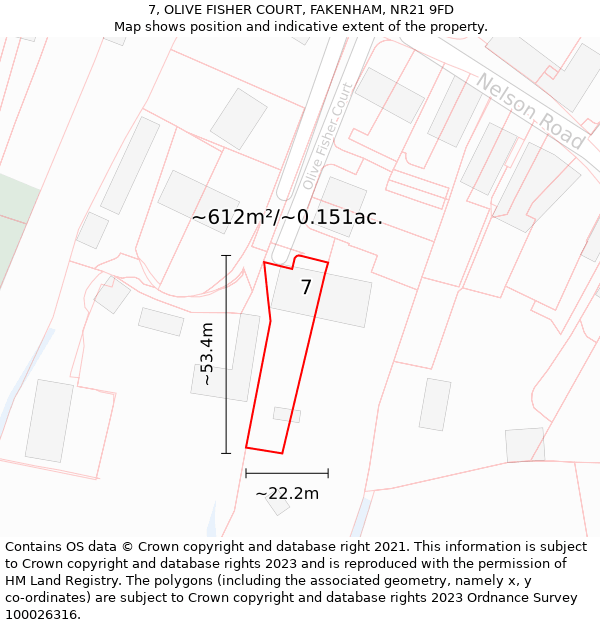 7, OLIVE FISHER COURT, FAKENHAM, NR21 9FD: Plot and title map