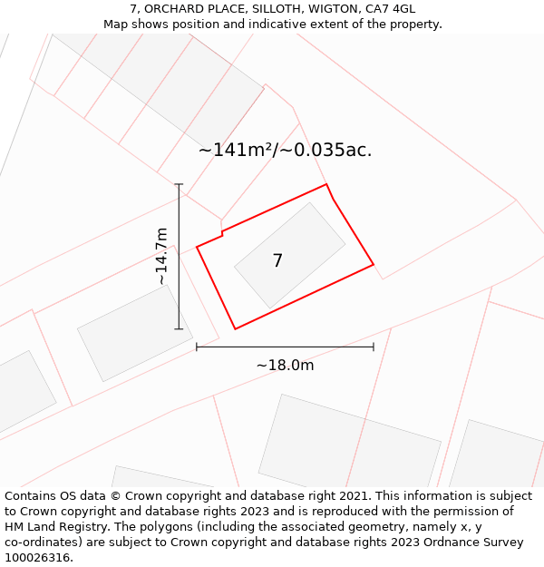 7, ORCHARD PLACE, SILLOTH, WIGTON, CA7 4GL: Plot and title map