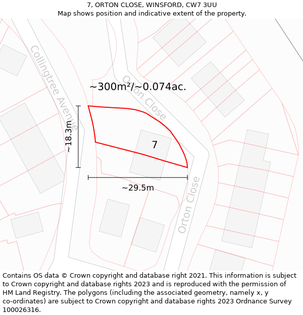 7, ORTON CLOSE, WINSFORD, CW7 3UU: Plot and title map