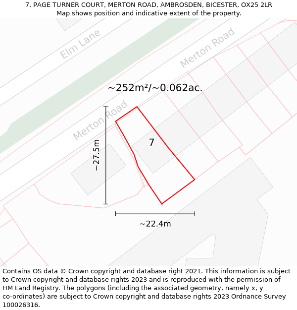 7, PAGE TURNER COURT, MERTON ROAD, AMBROSDEN, BICESTER, OX25 2LR: Plot and title map