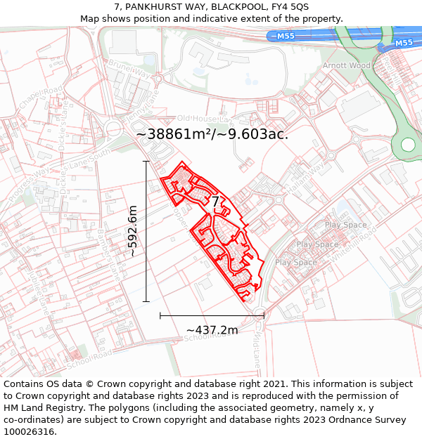 7, PANKHURST WAY, BLACKPOOL, FY4 5QS: Plot and title map