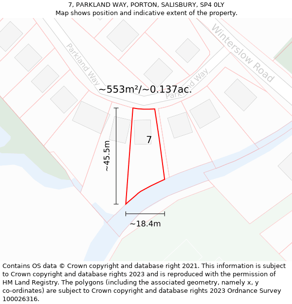 7, PARKLAND WAY, PORTON, SALISBURY, SP4 0LY: Plot and title map