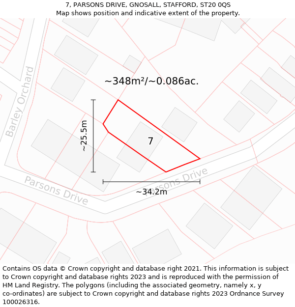 7, PARSONS DRIVE, GNOSALL, STAFFORD, ST20 0QS: Plot and title map