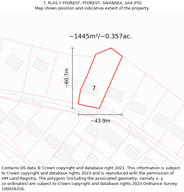 7, PLAS Y FFOREST, FFOREST, SWANSEA, SA4 0TG: Plot and title map