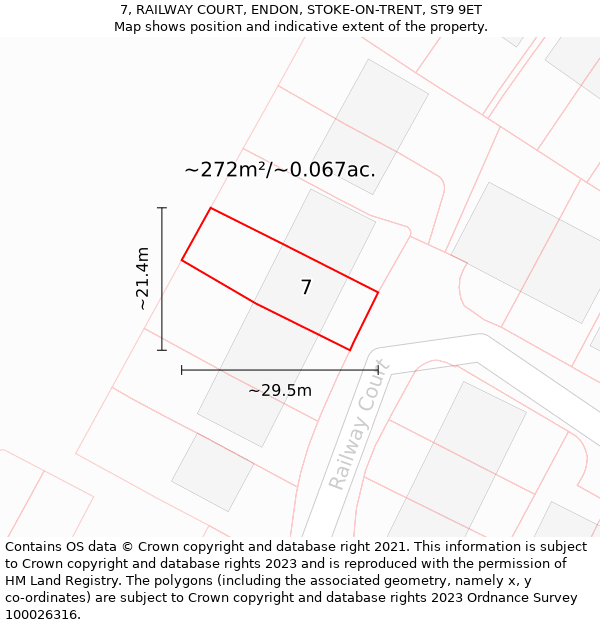 7, RAILWAY COURT, ENDON, STOKE-ON-TRENT, ST9 9ET: Plot and title map