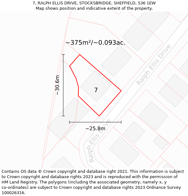 7, RALPH ELLIS DRIVE, STOCKSBRIDGE, SHEFFIELD, S36 1EW: Plot and title map