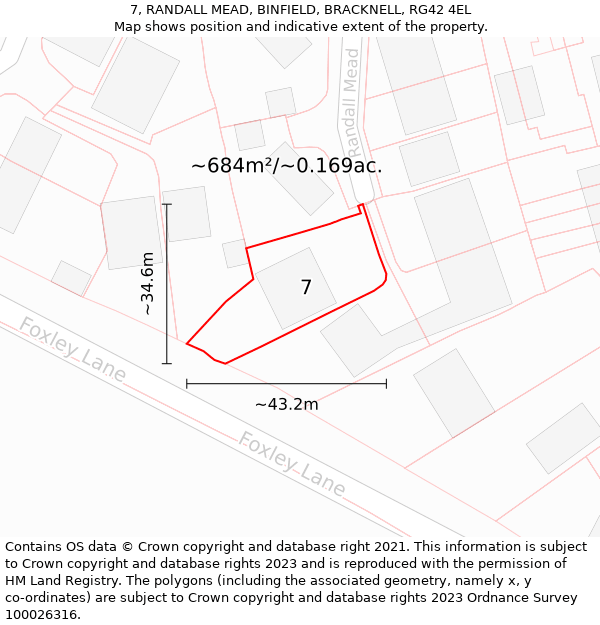 7, RANDALL MEAD, BINFIELD, BRACKNELL, RG42 4EL: Plot and title map