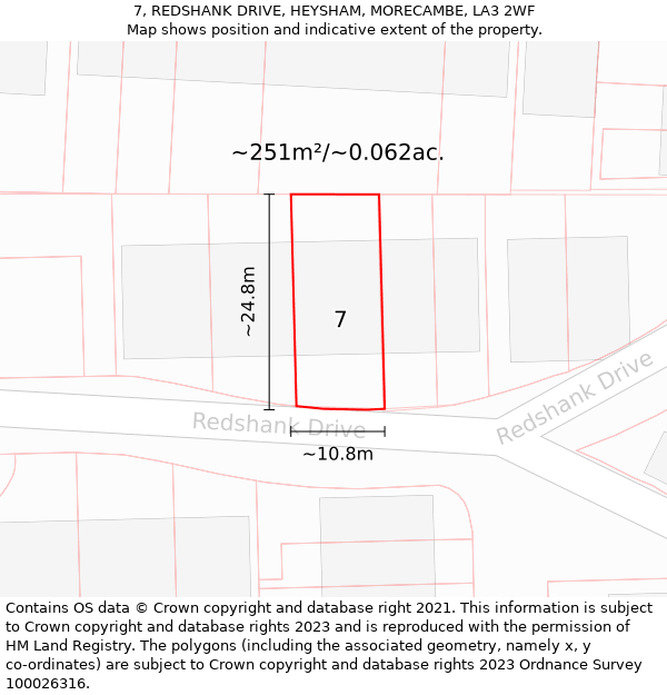 7, REDSHANK DRIVE, HEYSHAM, MORECAMBE, LA3 2WF: Plot and title map