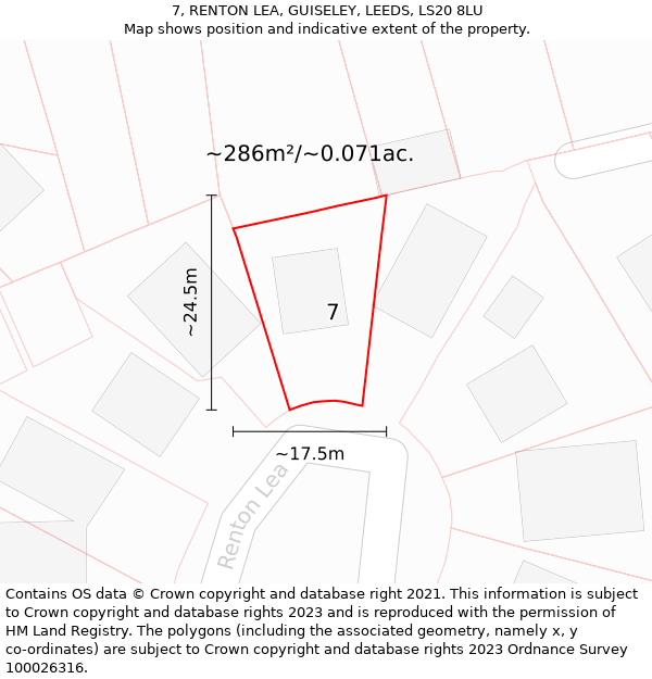 7, RENTON LEA, GUISELEY, LEEDS, LS20 8LU: Plot and title map