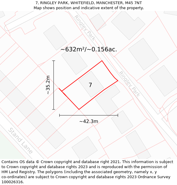 7, RINGLEY PARK, WHITEFIELD, MANCHESTER, M45 7NT: Plot and title map