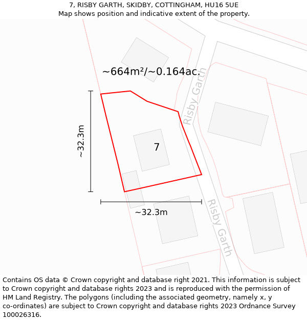 7, RISBY GARTH, SKIDBY, COTTINGHAM, HU16 5UE: Plot and title map