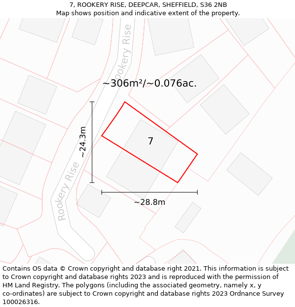 7, ROOKERY RISE, DEEPCAR, SHEFFIELD, S36 2NB: Plot and title map