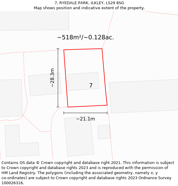 7, RYEDALE PARK, ILKLEY, LS29 8SG: Plot and title map