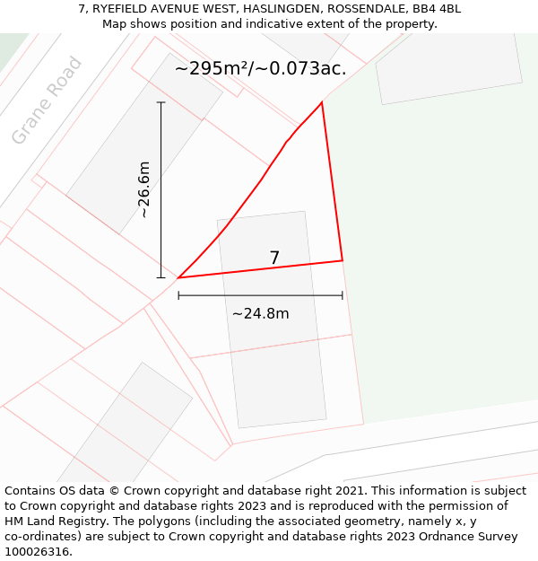 7, RYEFIELD AVENUE WEST, HASLINGDEN, ROSSENDALE, BB4 4BL: Plot and title map