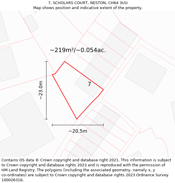 7, SCHOLARS COURT, NESTON, CH64 3UU: Plot and title map