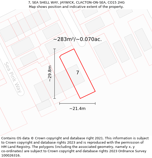 7, SEA SHELL WAY, JAYWICK, CLACTON-ON-SEA, CO15 2HG: Plot and title map