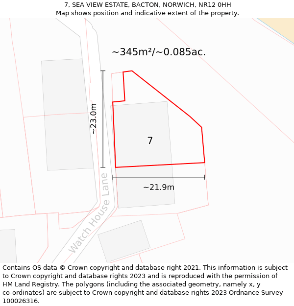 7, SEA VIEW ESTATE, BACTON, NORWICH, NR12 0HH: Plot and title map