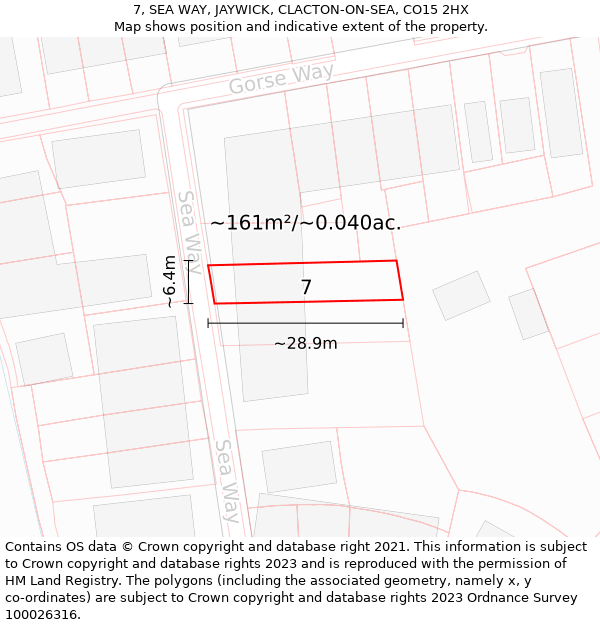 7, SEA WAY, JAYWICK, CLACTON-ON-SEA, CO15 2HX: Plot and title map