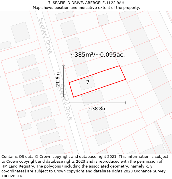 7, SEAFIELD DRIVE, ABERGELE, LL22 9AH: Plot and title map