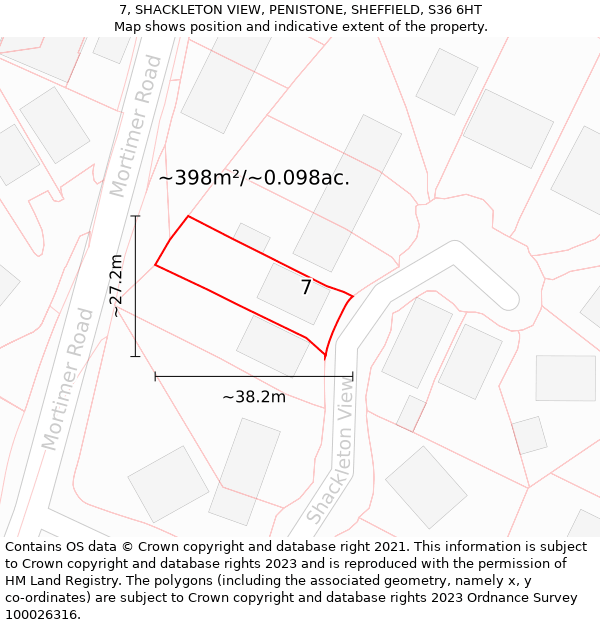 7, SHACKLETON VIEW, PENISTONE, SHEFFIELD, S36 6HT: Plot and title map