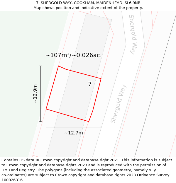 7, SHERGOLD WAY, COOKHAM, MAIDENHEAD, SL6 9NR: Plot and title map