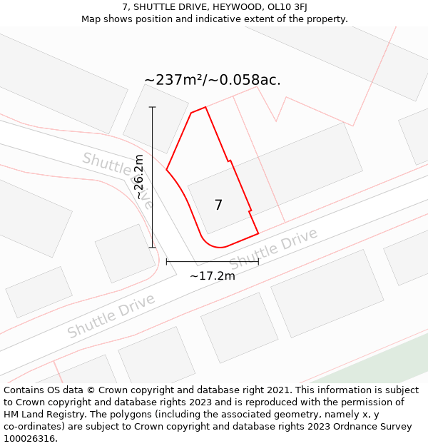 7, SHUTTLE DRIVE, HEYWOOD, OL10 3FJ: Plot and title map