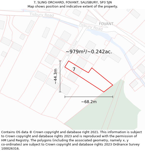 7, SLING ORCHARD, FOVANT, SALISBURY, SP3 5JN: Plot and title map