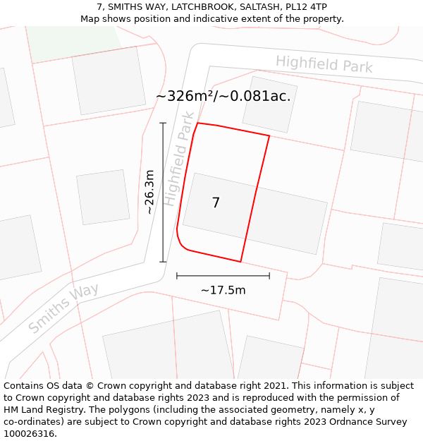 7, SMITHS WAY, LATCHBROOK, SALTASH, PL12 4TP: Plot and title map