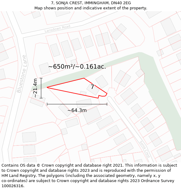 7, SONJA CREST, IMMINGHAM, DN40 2EG: Plot and title map