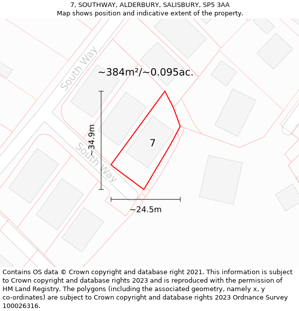 7, SOUTHWAY, ALDERBURY, SALISBURY, SP5 3AA: Plot and title map