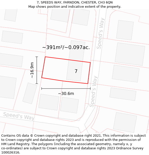 7, SPEEDS WAY, FARNDON, CHESTER, CH3 6QN: Plot and title map